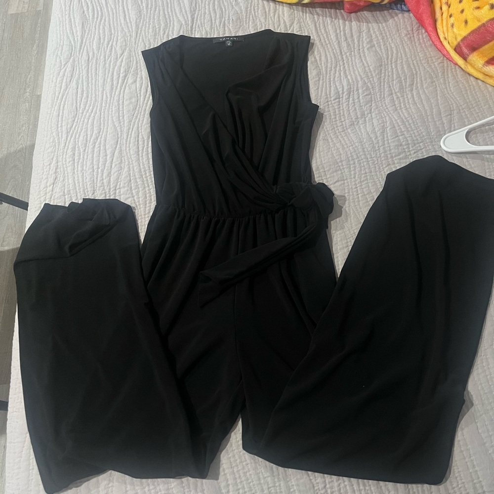 Tahari Black Sleeveless Jumpsuit